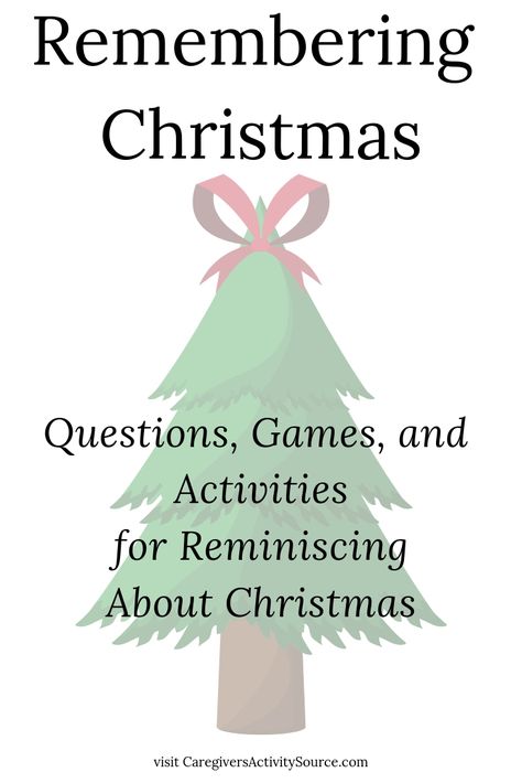 Reminisce about Christmas with questions, games, and activities. Great for seniors and the elderly! #Reminisce #ChristmasActivities #Seniorcare Memory Care Christmas Activities, Christmas Group Therapy Activities, Christmas Senior Activities, December Nursing Home Activities, Christmas Activities For Elderly, December Activities For Seniors, Christmas Activities For Seniors, Phoenix Christmas, Xmas Activities