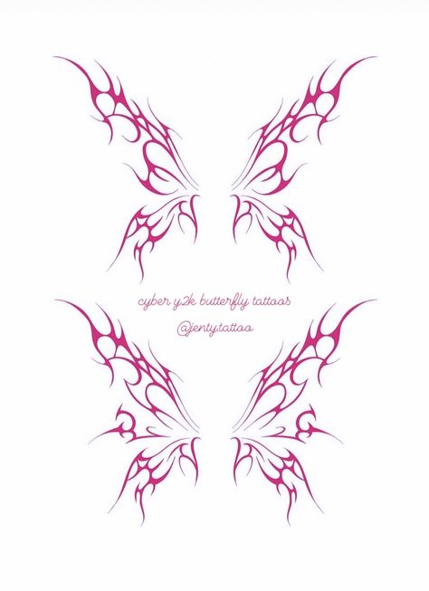 @jenty.tattoo on ig. Cyber sigilism, girly tattoo ideas, tattoos for women, flash tattoo Back Tattoo Women Spine Y2k, Y2k Wings Tattoo, Ytk Tattoos, Belly And Hip Tattoos, Cute Cybersigil Tattoo, Cybersigil Butterfly Tattoo, Emo Butterfly Tattoos, Neotribal Butterfly Tattoo, Y2k Tattoo Ideas Png