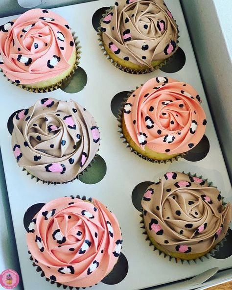 So glad I got a chance to make these gorgeous animal print cupcakes yesterday after my Dalmatian ones last week - thanks again to the… | Instagram Wild And Three Birthday Cupcakes, Party Animal Birthday Cupcakes, Leopard Cupcakes Cheetah Print, Cheetah Cupcake Cake, Two Wild Birthday Cake And Cupcakes, Born Two Be Wild Cake Ideas, Pink Safari Cupcakes, Born Two Be Wild Cupcakes, Two Wild Birthday Party Girl Cupcakes