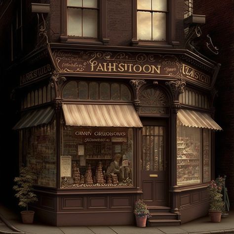 Victorian Bakery, Dark Royalty Aesthetic, Cafe Exterior, European Cafe, Chocolate Stores, Planet Coaster, Restaurant Exterior, Shop Facade, Clothing Store Interior