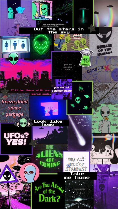 Space Alien Wallpaper, Odd Wallpapers Aesthetic, Alian Wallpapers, Alien Aesthetic Wallpaper Iphone, Alien Quotes Aesthetic, Aesthetic Alien Wallpaper, Alien Background Wallpapers, Green Alien Wallpaper, Alien Core Aesthetic