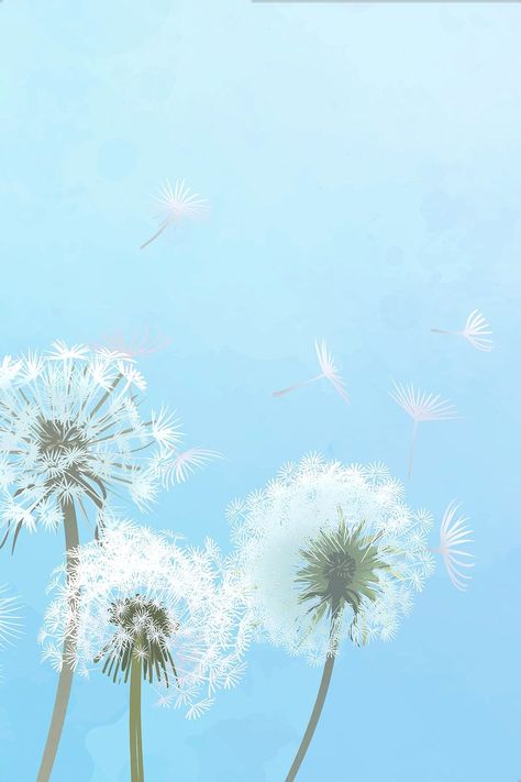 Dandelion Background, Blowing A Dandelion, Blowing Dandelion Illustration, Dandelion Aesthetic Yellow, Dandelion Blowing In The Wind, Hand Images, Blue Sky Background, Dandelion Seed, Dandelion Flower