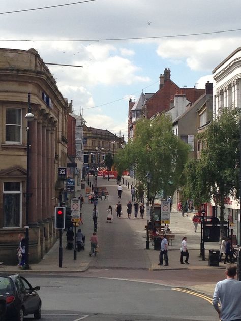 High Street, Rotherham looking up from the bottom of Doncaster Gate - how beautiful is my town? Doncaster Aesthetic, Viking Ship, South Yorkshire, My Town, Local History, Coming Home, How Beautiful, Looking Up, Yorkshire