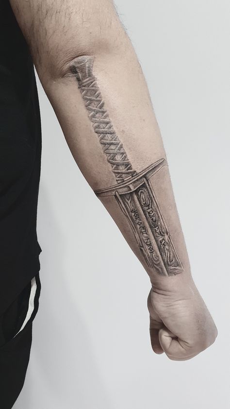 King Arthur sword Excalibur Tattoo Design, King Arthur Tattoo, Excalibur Tattoo, Rj Tattoo, Armour Tattoo, Lightning Tattoo, Simple Arm Tattoos, Knight Tattoo, Tattoo Themes