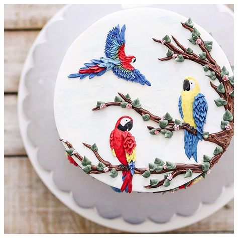 Be present to those who will appreciate you. 💕 Bird Cake Ideas, Cake Painting Tutorial, Cakes Without Fondant, Different Kinds Of Cakes, Cake Painting, Bird Cake, Buttercream Flower Cake, Bird Cakes, Creative Cake Decorating