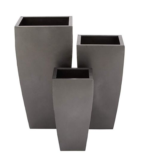 Amazon.com: Set of 3 Modern 20, 25, and 30 Inch Tapered Square Gray Iron Planters: Garden & Outdoor Large Outdoor Planters, Contemporary Planters, Iron Planters, Pot Painting, Rectangular Planters, Indoor Outdoor Planter, Tall Planters, Outdoor Pots, Metal Planters