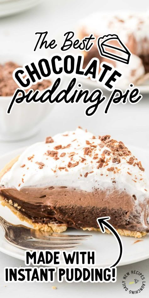 Chocolate Pudding Pie Recipe, Easy Chocolate Pie Recipe, Baked Chocolate Pudding, Pudding Pie Recipes, Chocolate Pudding Pie, Easy Chocolate Pie, Easy Chocolate Pudding, Chocolate Cream Pie Recipe, Chocolate Mousse Pie