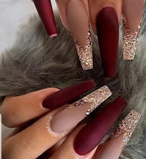 Nails For Your Birthday, Burgundy Acrylic Nails, Burgundy Nail Designs, Classy Birthday, Trendy Stuff, White And Silver Nails, Wedding Nails French, White Glitter Nails, Fall Nail Art Designs