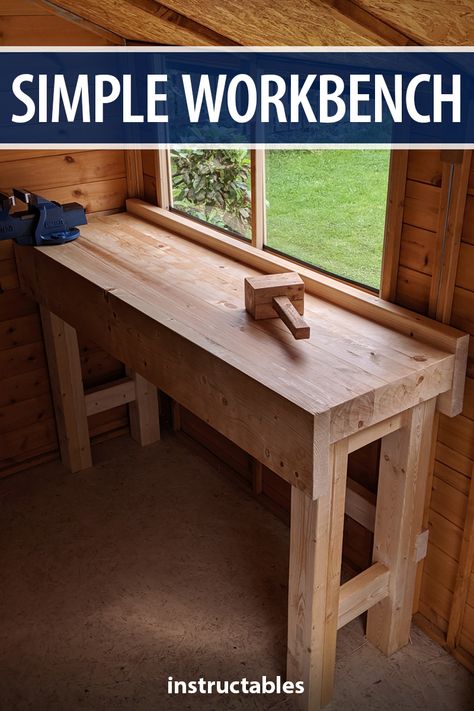 Simple Workbench, Building A Workbench, Simple Woodworking Plans, Woodworking Bench Plans, Diy Workbench, Workbench Plans, Woodworking Workbench, Bench Plans, Woodworking Bench