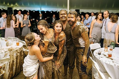 Emelyn and Breck’s Crazy Mud Bath Wedding in Virginia by Sowing Clover Photography Mud Wedding Ideas, Mudding Wedding, Mud Wedding, Clover Photography, Bath Wedding, Flash Flood, Mud Bath, Country Theme Wedding, Dream Wedding Venues