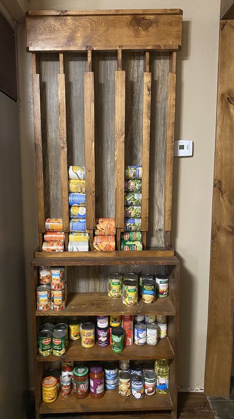 Small Book Shelf, Canned Good Storage, Diy Food Storage, Canning Jar Storage, Food Storage Rooms, Diy Pantry Organization, Canned Food Storage, Pantry Remodel, Diy Pantry