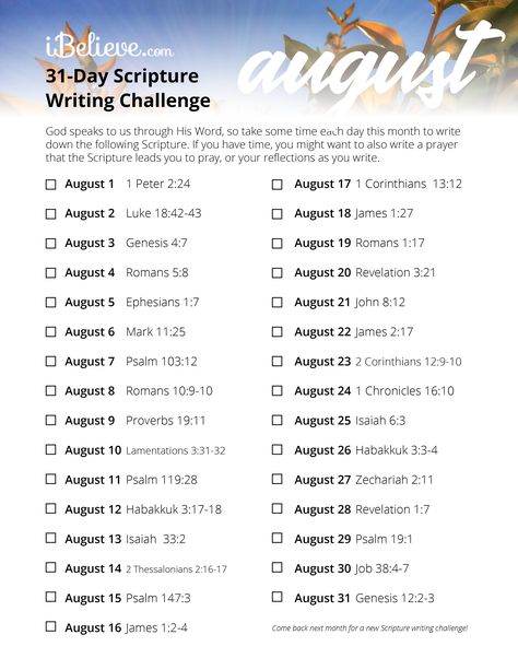 August Scripture Writing Guide - Daily Scripture Reading Plan Scripture List, Scripture Plans, Bible Writing, Finding Strength, Scripture Writing Plans, Spiritual Strength, Bible Truths, Scripture Writing, Writing Plan