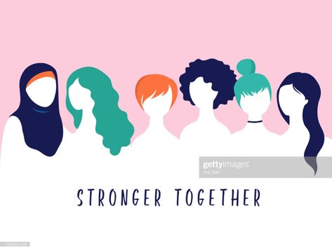 stock illustration : International Women's Day. Vector illustration, card, poster, flyer and banner. Woman Day Design Poster, Women Working Together, International Womens Day Poster, Women's Day Cards, Women's Day 8 March, Womens Month, Happy Woman Day, Image Film, Card Poster