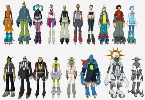 Jet Set Radio Future, Jet Set Radio, Character Types, Horror Music, Gorillaz, Design Reference, Game Character, Jet Set, Character Concept