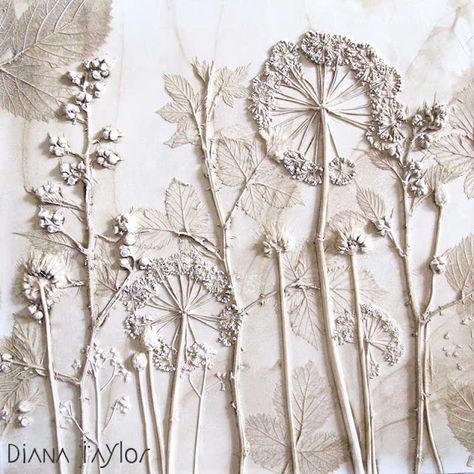 Gesso Art, Plaster Cast, Plaster Art, Seasonal Flowers, Molding Clay, Delicate Details, Nature Prints, Botanical Art, Pressed Flowers