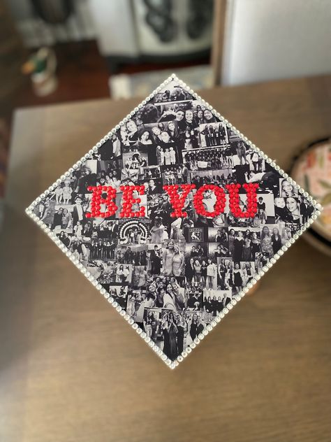 Hi everyone! this graduation cap topper is the perfect addition to your special day! It is made with high quality photo paper and rhinestone text. This cap is made of high quality, durable materials that will keep you sparkling throughout your special day! How to attach to your graduation cap: There are double sided adhesive strips on the back, just peel off the backing and stick on your cap and you are ready to go. Quick and easy! Note: everything on the cap can be personalized! I have included Cap Photo, Graduation Cap Decoration Diy, Custom Graduation Caps, High School Graduation Cap, High School Photos, College Graduation Cap Decoration, Grad Hat, Grad Cap Designs, Grad Caps