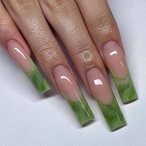 Simple Nail Designs Long Nails, Jade Nails, Green Acrylic Nails, Nagellack Trends, Drip Nails, Her Nails, Long Acrylic Nails Coffin, Long Square Acrylic Nails, Bling Acrylic Nails