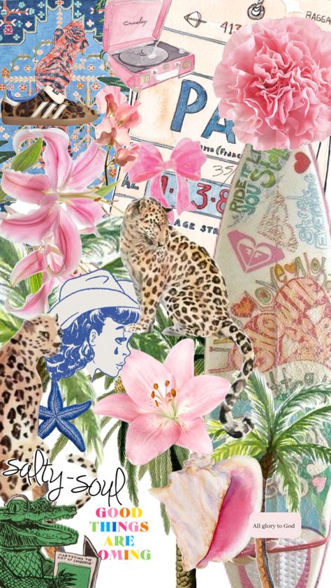 lil collage 🐆🌸🫧 #preppy #collage #flowers #cheetah Summer Widgets, Collage Preppy, Preppy Collage, Summer Prints Wallpaper, Collage Flowers, Cheetah Wallpaper, Cheetah Print Wallpaper, Iphone Wallpaper Preppy, Pink Glitter Wallpaper