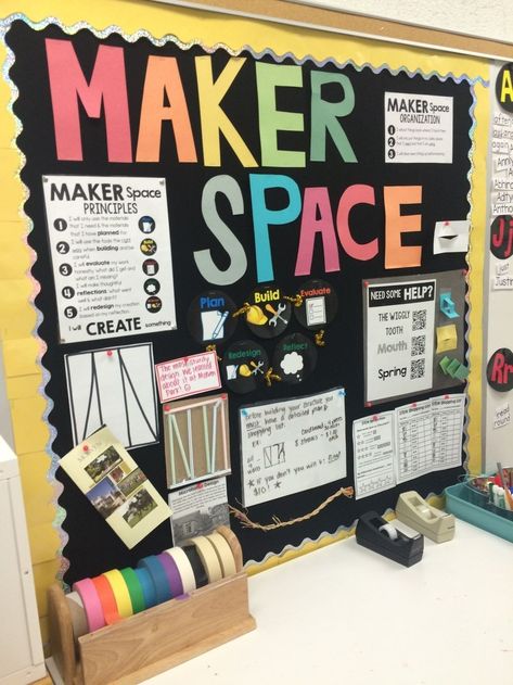 Maker Space Ideas Elementary, Maker Space Ideas, Elementary Makerspace, Makerspace Design, Makerspace Elementary, Steam Classroom, Makerspace Library, Makerspace Ideas, Stem Lab