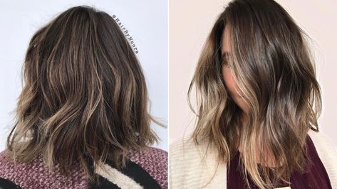 Partial vs Full Highlights Guide for 2024 - The Right Hairstyles Partial Teasy Lights, Partial Foils Brunette, Perimeter Highlights, Highlights Vs Lowlights, Full Head Foils On Dark Hair, T Section Highlights Hair, Partial Vs Full Highlights, Partial Foil Highlights Brunette, Partial Balayage Vs Full Balayage