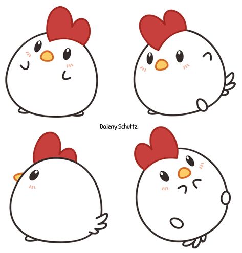 Chibi Chicken by Daieny Griffonnages Kawaii, Chicken Drawing, Cartoon Chicken, Art Kawaii, Cute Kawaii Animals, Manga Style, Cute Chickens, Chicken Art, Pola Sulam