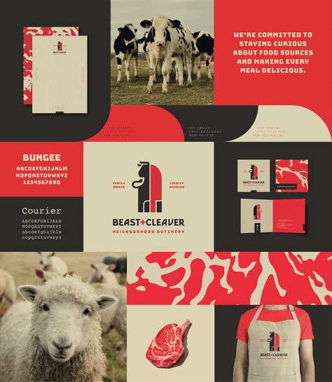 Branding // Beast & Cleaver on Behance Carnicerias Ideas, Graphic Designer Studio, Brand Boards, Gfx Design, Meat Shop, Luxury Logo Design, Butcher Shop, Designer Studio, Instagram Branding