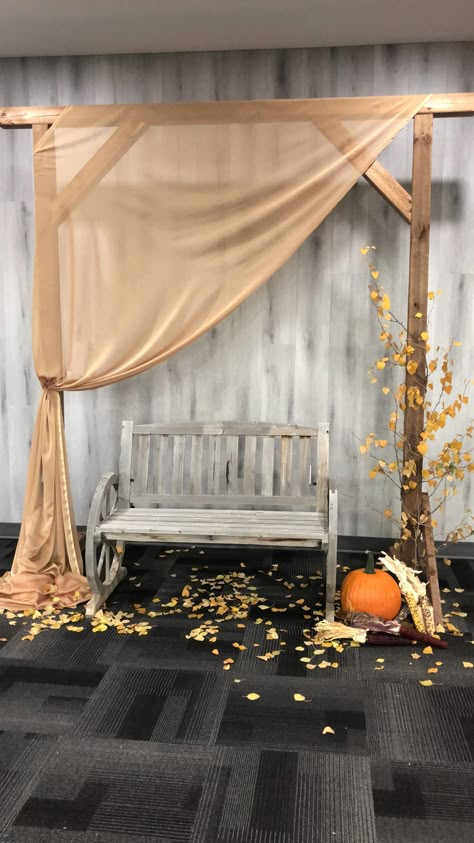 Harvest time. Fall decor. Жатва. Thanksgiving. Rustic decor. Thanksgiving church decor. Fall Church Decorations, Thanksgiving Church Decorations, Fall Photo Booth, Rustic Thanksgiving Decorations, Harvest Church, Fall Harvest Party, Fall Carnival, Fall Backdrops, Christmas Stage