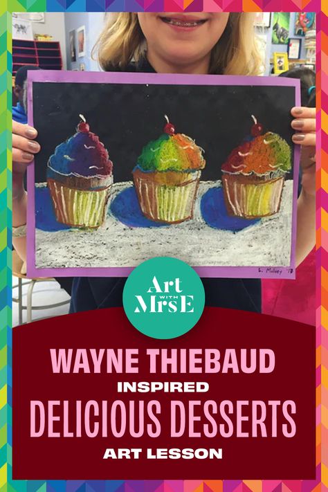 This lesson is the perfect way to sneak in teaching about form and value without boring your students to tears! What kid doesn't want to learn about an artist who has a huge focus on painting delicious desserts?! Dessert Still Life, Draw 3d Shapes, Desserts Art, Line Art Lesson, Color Art Lessons, 3rd Grade Art Lesson, How To Draw 3d, Draw 3d, Dessert Art