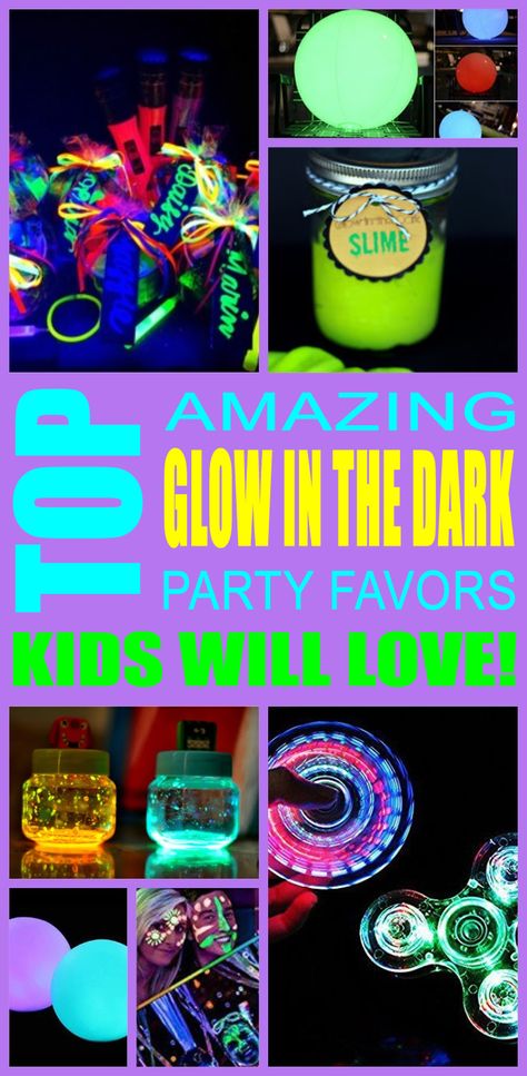 Fun glow in the dark party favor ideas that kids, tweens and teens will love. Try these simple glow in the dark party favors for boys and girls. Here are some easy gift bags, treat bags, boxes and more birthday ideas to say thank you to the friends of that special birthday child. Glow Party Gift Bag Ideas, Glow Party Favors, Laser Tag Party, Neon Birthday Party, Glow In Dark Party, Glow Birthday Party, Boy Party Favors, Girls Party Favors, Glow Birthday