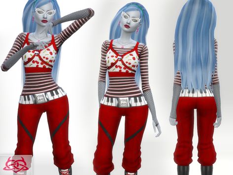 Sims 4 Cc Monster High Clothes, Sims 4 Cc Monster High Hair, Sims Monster High, Sims Cc Monster High, Ts4 Monster High Cc, Ghoulia Yelps Outfit, Monster High Sims 4, Sims 4 Cc Cosplay, Sims 4 Monster High Cc