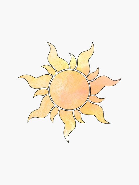 Sun Drawings Easy, Sun Cartoon Aesthetic, Tangled Sun And Moon, Sun Drawings Aesthetic, Sun Designs Drawing, Cute Sun Painting, Pretty Sun Drawing, Sun Painting Aesthetic, Drawing A Sun