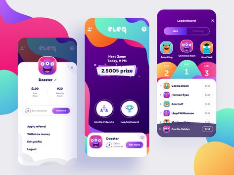 App Design Ideas, Best App Design, App Design Trends, Trivia App, Lifestyle Apps, Mobile App Design Inspiration, Directory Design, Trivia Game, App Design Inspiration