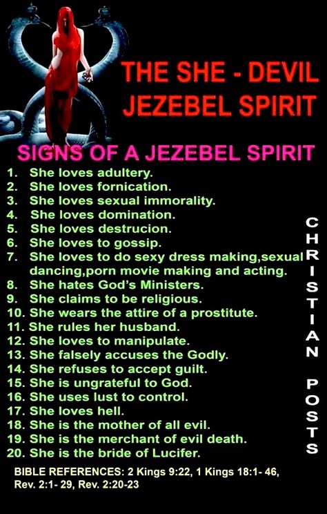 Demonic Attachment, Demonic Spirits, Jezebel Spirit, Revelation Bible Study, She Devil, Revelation Bible, Bible Study Topics, The Messiah, Bible Quotes Images