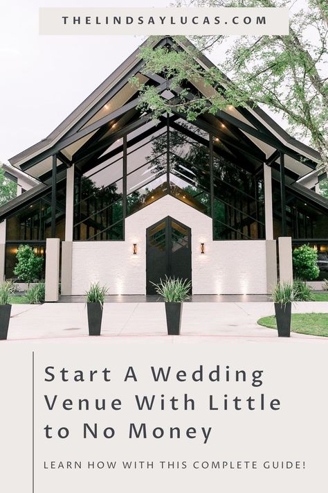 How to Start a Wedding Venue With Little to No Money Venue Landscaping Ideas, Country Wedding Venue Ideas, Modern Wedding Venue Exterior, Country Wedding Venues Barns, Small Party Venue Ideas, Modern Barn Wedding Venue Ideas, Wedding Rental Business Ideas, Barndominium Wedding Venue Ideas, Wedding Venue Floor Plans