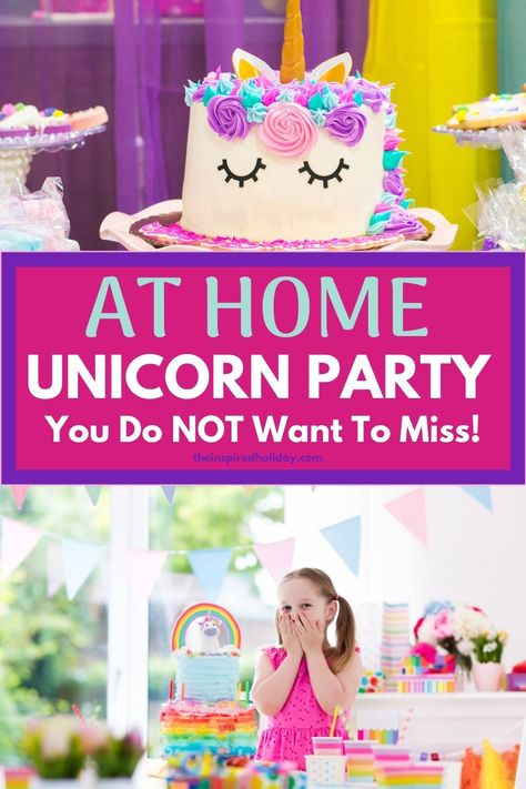 Unicorn Party Ideas Indoor Unicorn Party Ideas, Three Year Old Unicorn Birthday, Unicorn Birthday Party Activity Ideas, Whimsical Unicorn Party, Dragon Unicorn Party, Unicorn 2nd Birthday Party For Girl, Unicorn Toddler Birthday Party, Unicorn Academy Birthday Party, Unicorn Bday Party Ideas