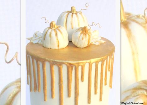 Elegant Chocolate Gold Drip on Buttercream! Cake video tutorial by MyCakeSchool.com. Online cake tutorials, cake videos, recipes, and more! Drip Cake Tutorial, Gold Drip Cake, Italian Cream Cake Recipe, Cake Drip, Chocolate Almond Cake, Fall Cake Recipes, Cinnamon Coffee Cake, Thanksgiving Cakes, Gold Drip