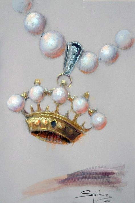 How To Paint Pearls On Canvas, Painting Of Jewelry, How To Color Pearls With Colored Pencils, Jewellery Painting On Canvas, How To Paint A Pearl, Pearl Necklace Painting, How To Paint Pearls, How To Draw Pearls, Drawing Pearls