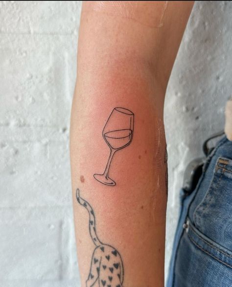 Wine Glass Tattoos, Emily Reid, Wine Glass Tattoo, Wine Tattoo, Beer Tattoos, Sticker Sleeve, Tattoo Baby, Glasses Tattoo, Tattoos Inspo