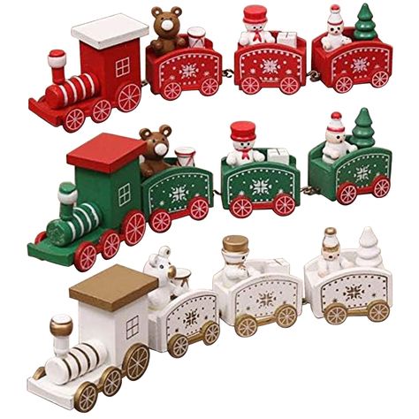 PRICES MAY VARY. Best Material - Our Christmas Train Decor Set is made of premium and natural wood for durable and long lasting use. Advanced technology and dye make the bright colors not easily fade. Safe Material - Our Christmas Train Decor Set is made of safe material which is non-toxic, harmless and no taste. High quality material with smooth surface, edges and curves will all protect your safe play. Match Any Christmas Decor Theme - This Christmas Train Decor Set is the perfect way to add f Christmas Train Set, Wooden Alphabet Blocks, Crafts Wreaths, Train Decor, Train Ornament, Toy Trains Set, Christmas Train, Christmas Decorations Ornaments, Christmas Minis