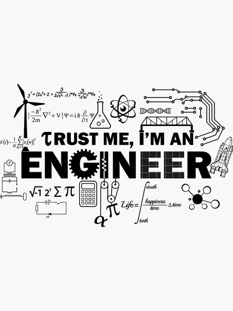 "Trust Me I'm An Engineer" Sticker by lolotees #Aff , #Aff, #Engineer, #Trust, #lolotees, #Sticker Engineering Wall Art, Black Female Engineer Aesthetic, Engineer Art Drawing, Cse Engineering Wallpaper, Engeenering Wallpaper, Engineers Wallpaper, Engeenering Aesthetic, Electrical Engineering Wallpaper, Mechanical Engineering Wallpaper