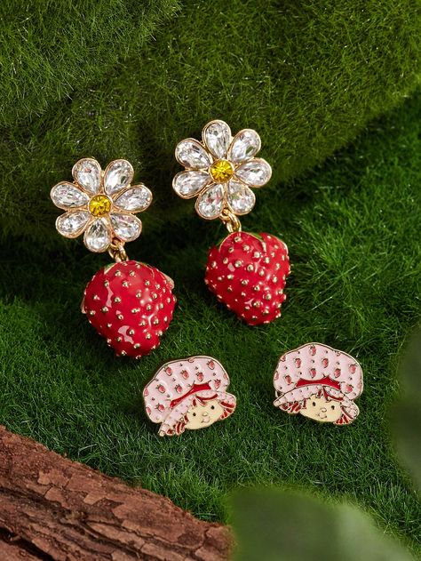 Strawberry Shortcake X SHEIN 2pairs Zinc Alloy Teardrop Strawberry Rhinestone Stud EarringsI discovered amazing products on SHEIN.com, come check them out! Vintage Strawberry Shortcake, Hiking Accessories, Camping Bag, Elegant Dresses Long, Watches Women Fashion, Rhinestone Studs, Strawberry Shortcake, Womens Midi Dresses, Amazing Products