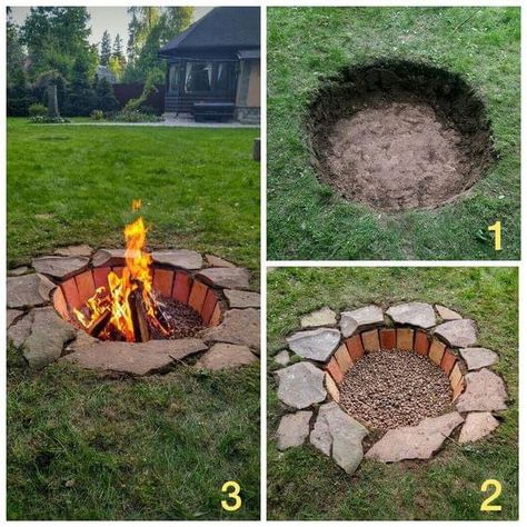 Campfire Garden Ideas, Circle Fire Pit Area Diy, Tiny Yard Fire Pit Ideas, Campfire Place Garden, Fire Pit Fairy Garden, Fire Pit Ideas Backyard, Build A Fire Pit, How To Build A Fire Pit, To Build A Fire