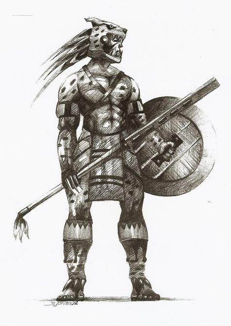 Aztec Warrior | The Macuahuitl (1/16/2012) Aztecs Warriors, African Warrior Tattoos, Aztec Jaguar, Jaguar Warrior, Aztec Warrior Tattoo, Aztec Drawing, Aztec Artwork, Zulu Warrior, Mayan Tattoos