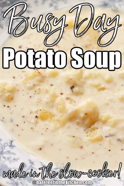 Slow Cooker {Busy Day} Potato Soup Ham And Potato Soup Crockpot Easy, Cream Of Potato Soup Recipes Easy, Old Fashioned Potato Soup, Potato Soup Crockpot Recipes, Slow Cooker Potato, Homemade Potato Soup, Best Potato Soup, Slow Cooker Potato Soup, Slow Cooker Potatoes