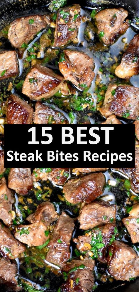 Beef Bites Recipes Easy, Steak Bite Recipes For Dinner, Filet Steak Bites, Filet Recipes Steak, Steak Bites Recipes Dinners, Beef Steak Bites Recipes, Beef Tip Appetizer Steak Bites, Pan Seared Steak Bites, Steak Buffet Ideas