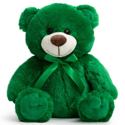 PRICES MAY VARY. Made with high quality materials with green plush, cute teddy bear with a bow of the same fur color Measures 14 inch in sitting height, perfect size to hold and carry around Make a great gift for your girlfriend,wife,children,parents and yourself on Thanksgiving Day, Christmas Day, Valentine's day, Birthday or any other important anniversaries Decoration on night stand, bookshelf, bedroom or anywhere else WASHING INSTRUCTION: Surface washable; Wipe off the dust with damp cloth T Teddy Bear Template, Green Teddy Bear, Red Teddy Bear, Big Teddy Bear, Teddy Bear Wallpaper, Teddy Day, Birthday Chocolate, Teddy Bears Valentines, Green Bear