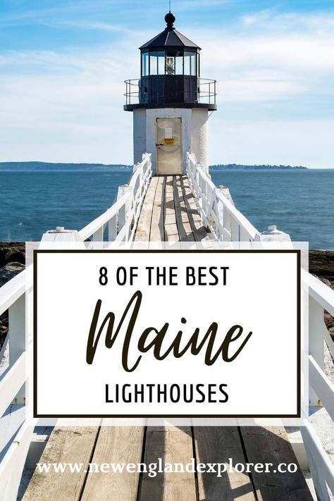 a photo of Marshal Point Lighthouse with a title that says 8 of the Best Maine Lighthouses Lighthouses In Maine, East Coast Lighthouses, Maine Road Trip, Architecture Set, Lighthouses Photography, Northern Maine, Maine Lighthouses, New England Road Trip, Maine Vacation