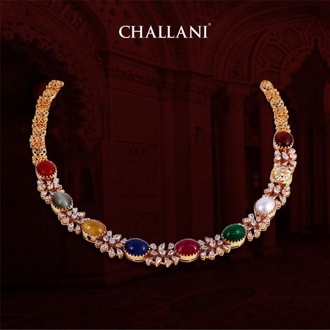 Nonchalance Navratan Necklace studded with pear shaped diamonds from house of Challani Jewellery Mart, T.Nagar! For more details please call our customer care number at + 919042916916.

Approximate Weight
Gold: 36.66 Grams
Diamond: 4.39 CTS
Navaratna Stones : 24.27

#bridaljewellery | #diamondijewellery | #jadaujewellery | #diamondnecklace | #diamondcollection | #celebratewithcelebrate |#challanijewellerymart | #challani | #tnagar | #chennai Challani Jewellery, Navratan Necklace, Navaratna Jewellery, Gold Jewelry Prom, Bridal Diamond Necklace, Fancy Jewelry Necklace, Gold Jewelry Simple Necklace, Beautiful Gold Necklaces, Handmade Gold Jewellery