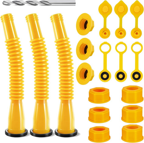 ENHANCED COMPATIBILITY AND CONVENIENT LENGTH: Cyluer gas can spout replacement kit boasts superior compatibility, suitable for most 1/2/5/10 gal oil cans, fitting oil jug mouths ranging from 1.7in to 1.82in. The length of the hose has been extended to 8.1in, ensuring greater convenience and flexibility. Oil Spill, Gas Cans, Gas Tanks, Drill Bits, Easy To Use, Replacement Parts, Tools, Canning, 10 Things