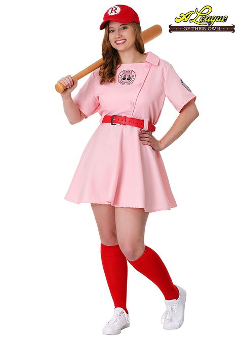 10 Last-Minute Halloween Costume Ideas from HalloweenCostumes.com - Spooky Little Halloween 90s Movies Costumes, A League Of Their Own, League Of Their Own, Plus Size Costume, Plus Size Halloween Costume, Plus Size Costumes, Light Pink Dress, All American Girl, Shirtwaist Dress